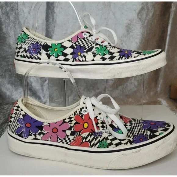 Vans Authentic Printed Floral/Check Men's Classic Skate Shoes Size 10 red green - Picture 11 of 11